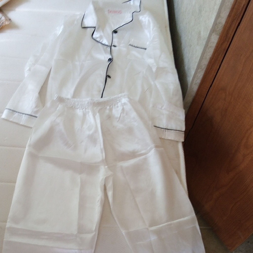 White Kids Pajamas with Black Trim